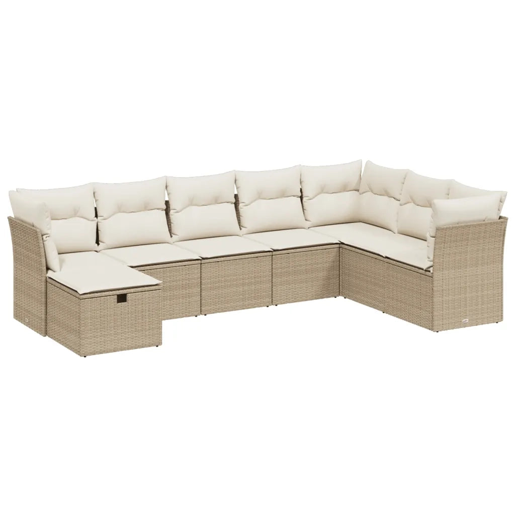 Set Divano da Giardino 8 pz con Cuscini Beige in Polyrattan 3263274