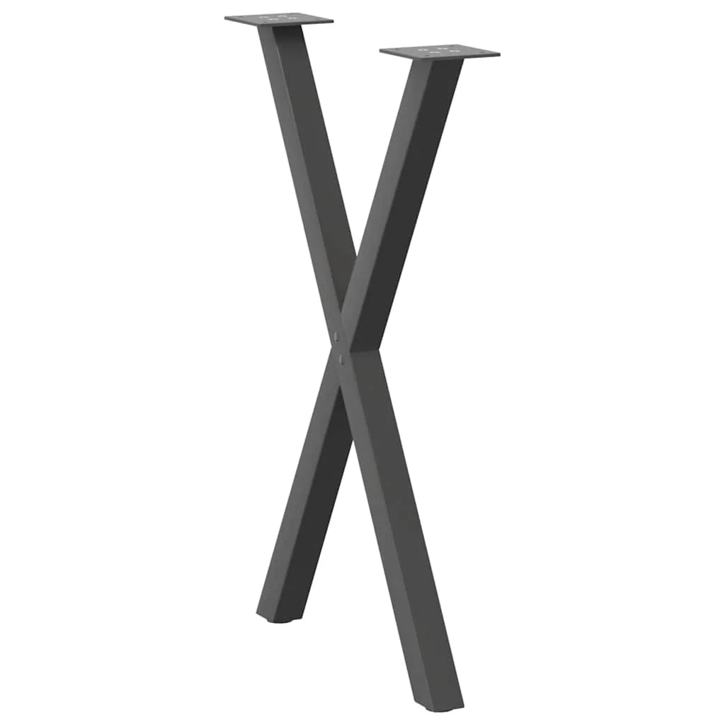 Set di 2 gambe per tavolo a forma di X dal design moderno 50 x 73 cm adatte per sala da pranzo o scrivania acciaio antracite 02_0057183