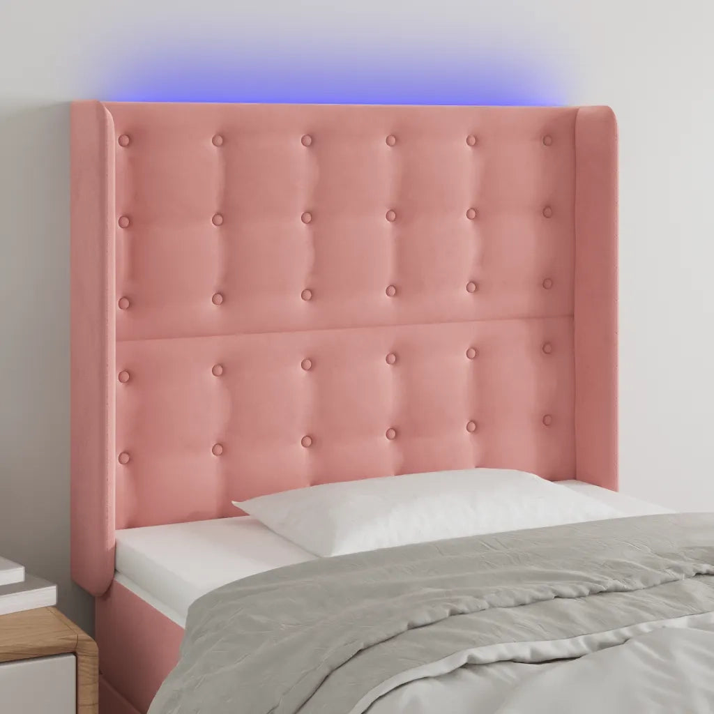 Testiera a LED-Testata con LED rosa 83x16x118/128 cm in Velluto 536122