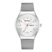 Trade Shop - Orologio Polso Curren 8311 Analogico Quarzo Data Maglia Milano Silver -