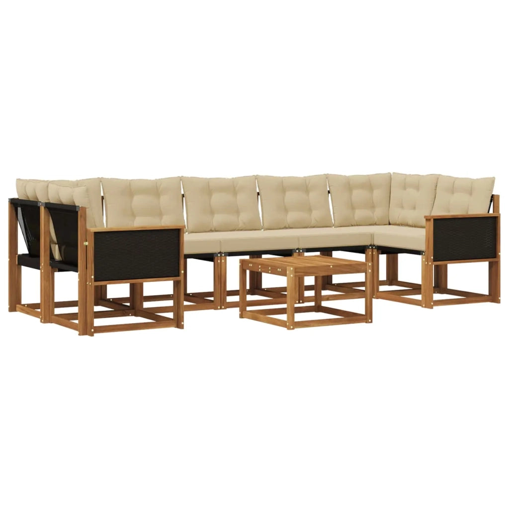 Set di divani da esterno 8 pz Naturale e Beige 3381833
