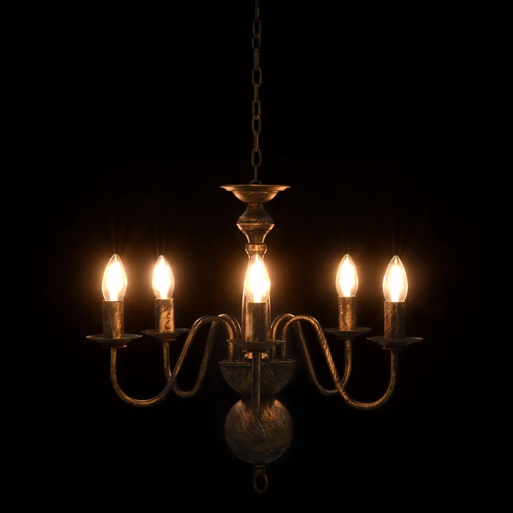 Candelabro Stile Anticato Nero 5 Lampadine E14 cod mxl 51775