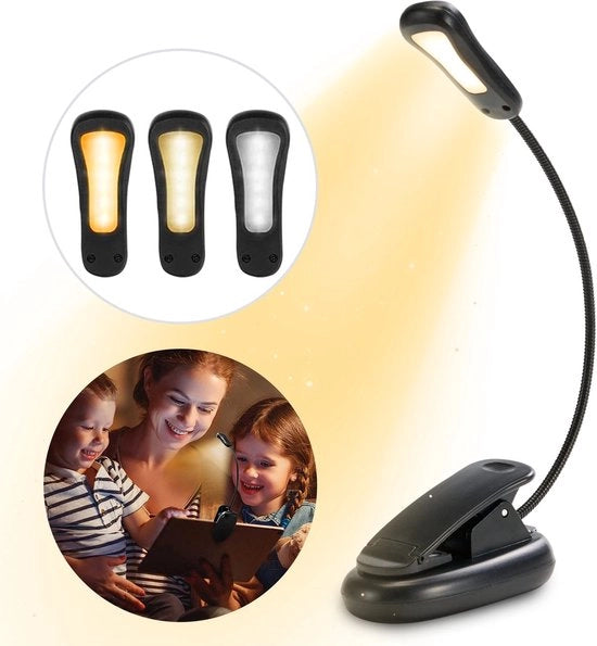 Lampada da lettura per letto - con chiusura - senza fili - 5 luci - 9 regolazioni - ricaricabile - lampada da camera da letto - nero