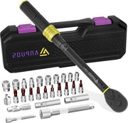 Chiave inglese da 3/8" 5-50Nm per bicicletta e motocicletta, set da 26 pezzi con estensore, chiave a bobina, chiavi a hex e Torx
