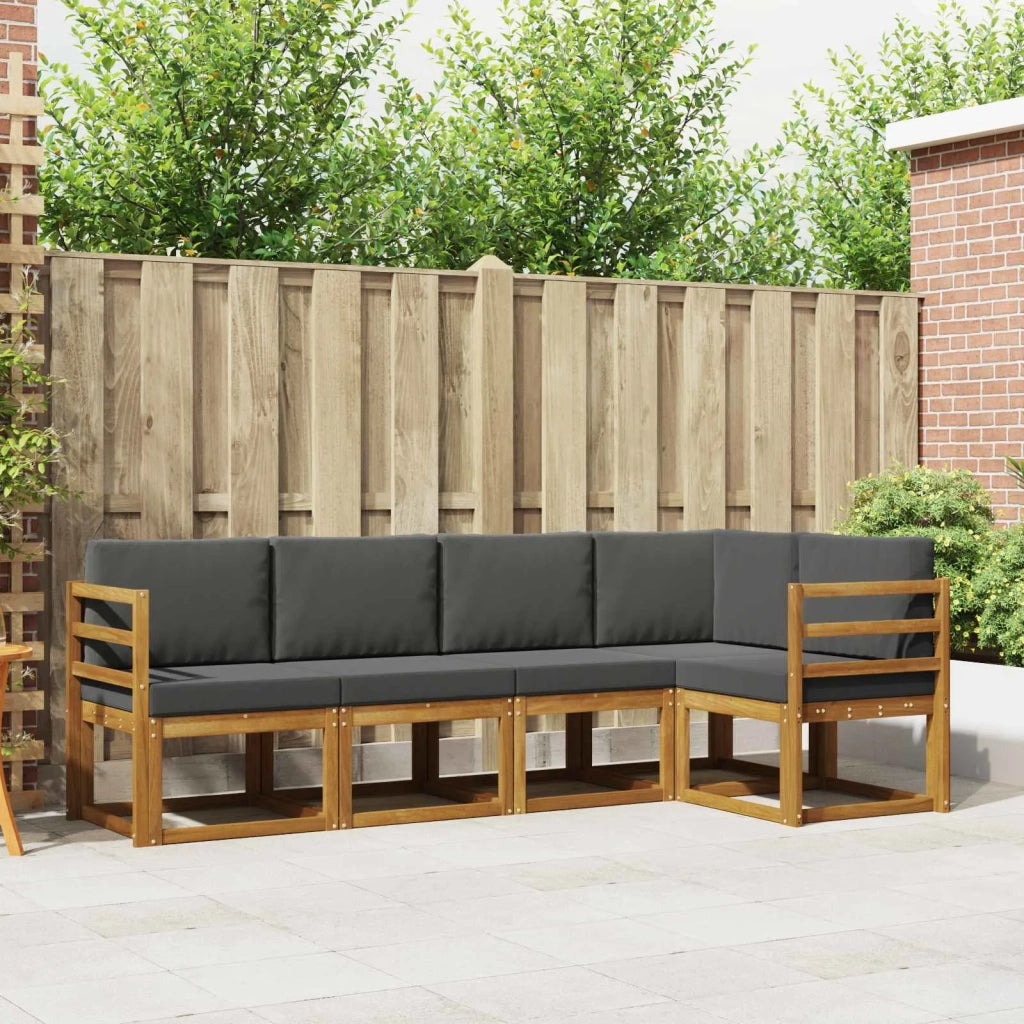 Set di divani da esterno con cuscino 5 pcs Naturale e Antracite