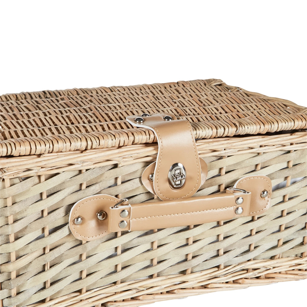 Cesto da picnic in vimini naturale per 4 persone con borsa frigo, bicchieri da vino e Posate stile semplice elegante