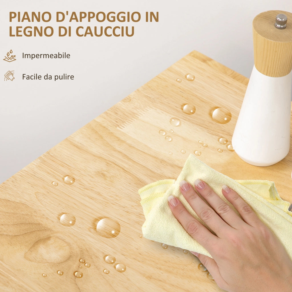 Carrello da Cucina con Cassetto e Armadietto ¨C zephmum ¨C Grigio e Legno 109x40x89 cm
