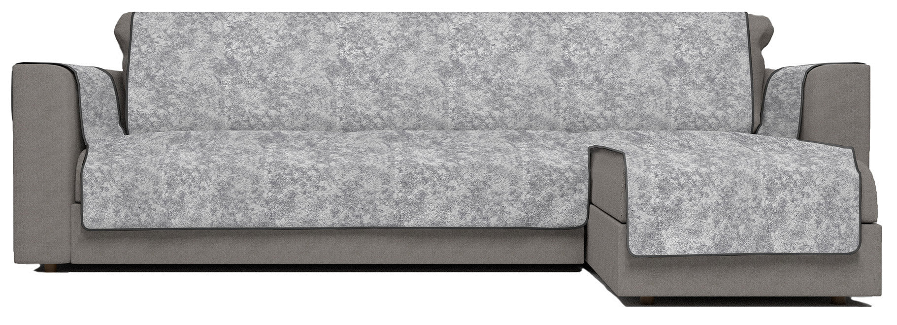 Copridivano con Penisola Destra Seduta 190 cm in Poliestere e Cotone Grigio Scuro