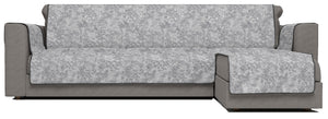 Copridivano con Penisola Destra Seduta 240 cm in Poliestere e Cotone Grigio Scuro