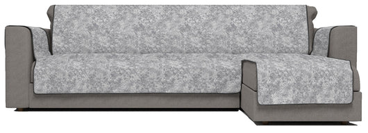Copridivano con Penisola Destra Seduta 240 cm in Poliestere e Cotone Grigio Scuro