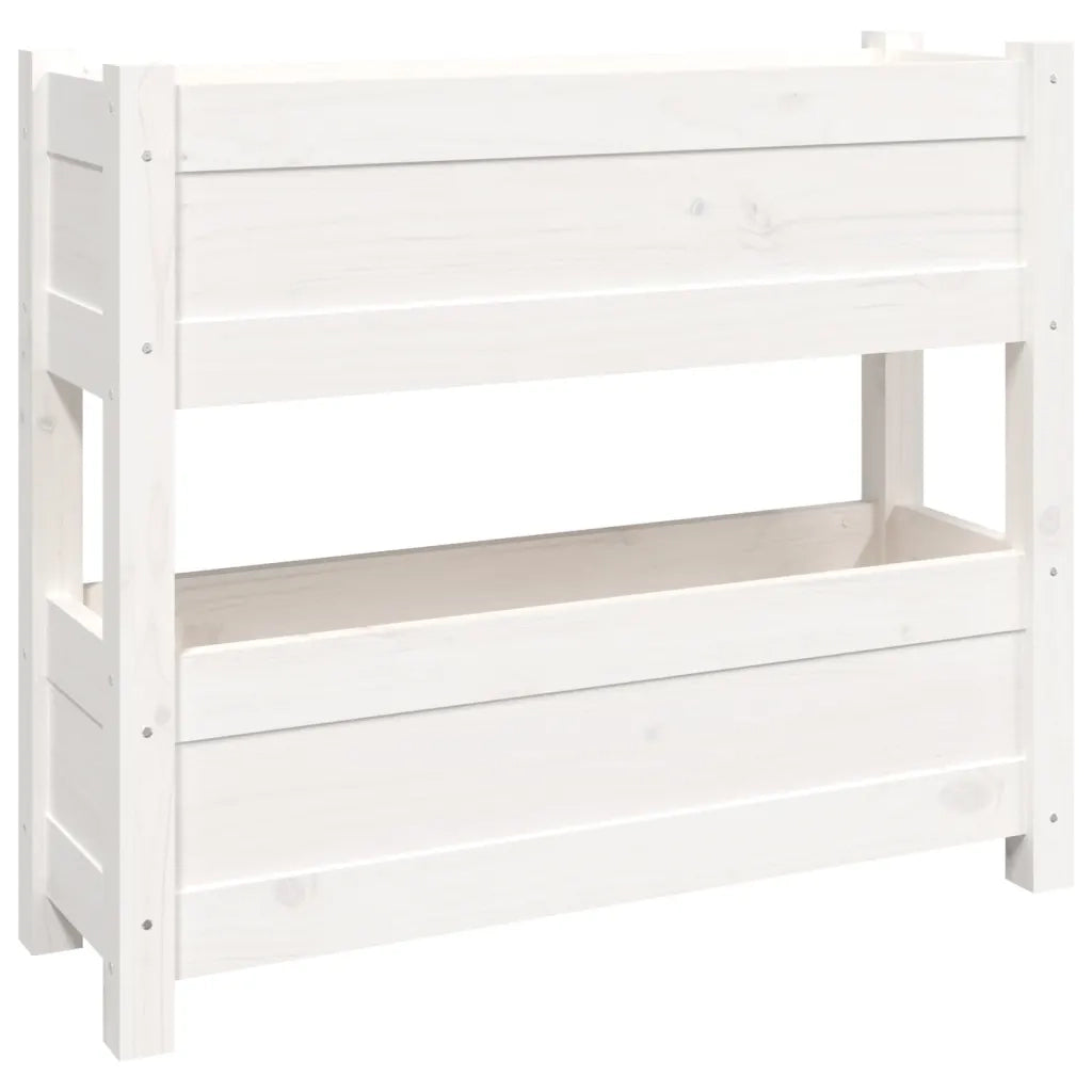 Fioriera-Vaso-Contenitore per Piante Bianca 77x25x66 cm in Legno Massello di Pino