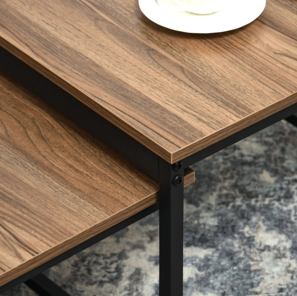 Set di 2 tavolini da caffè stile industriale 60x60x45 cm legno e acciaio