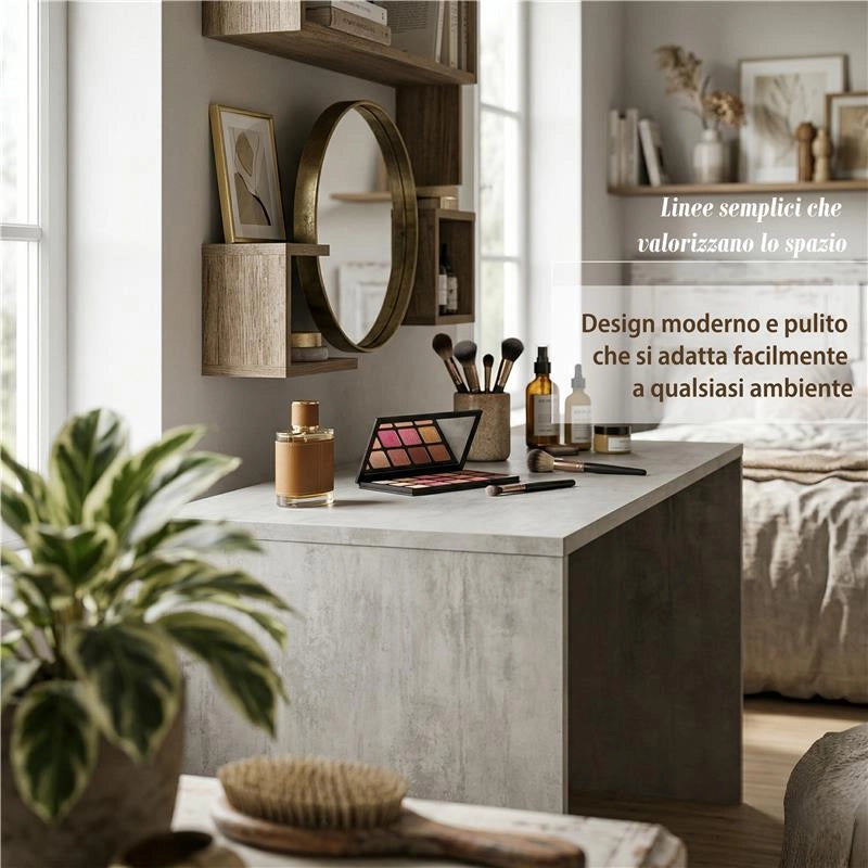 SCRIVANIA RETTANGOLARE MODERNA PER CAMERA DIMENSIONI 76X160X69 CM, COLORE CEMENTO