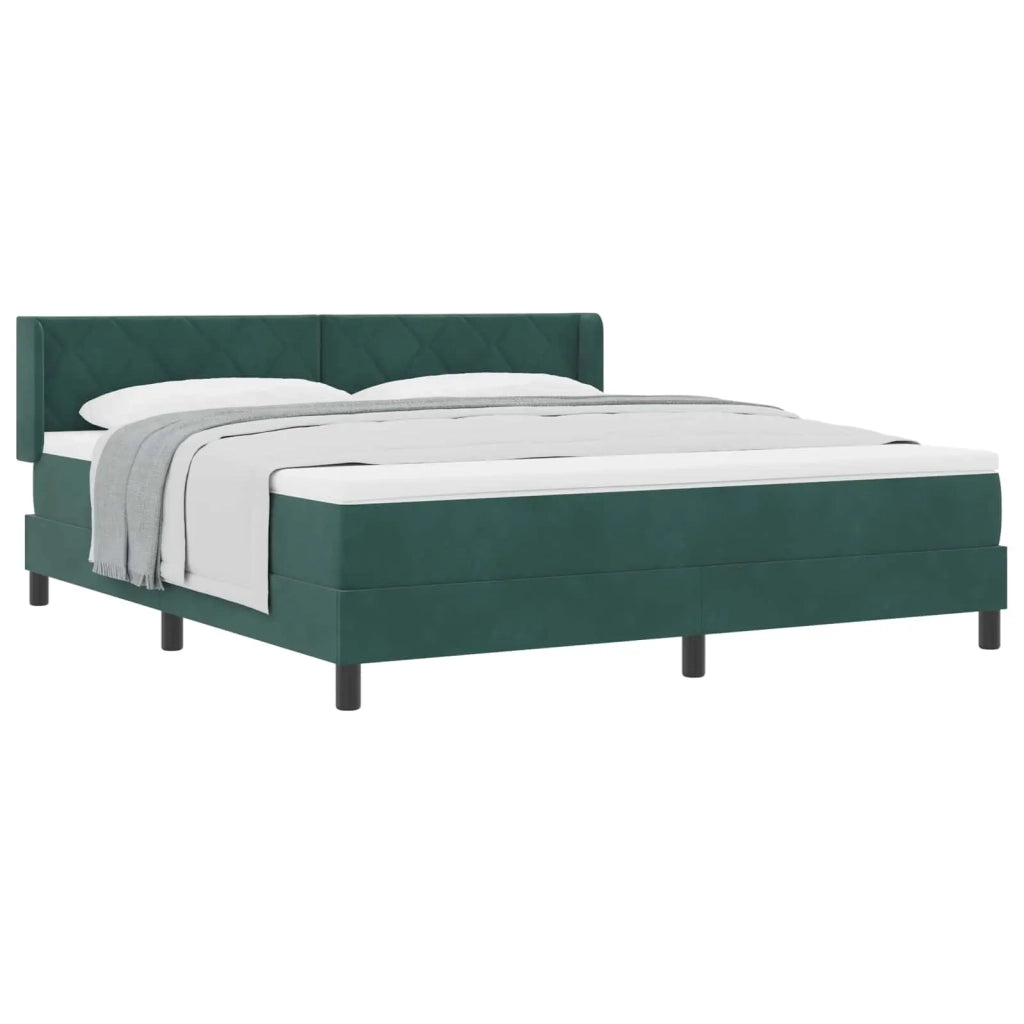 Letto a molle con materasso Verde Scuro 200 x 180 cm Poliestere
