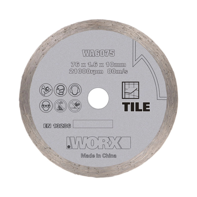 Disco diamantato WA6075 76 mm per mini smerigliatrice taglio piastrelle ceramica e muratura per WX801 MakerX - Worx