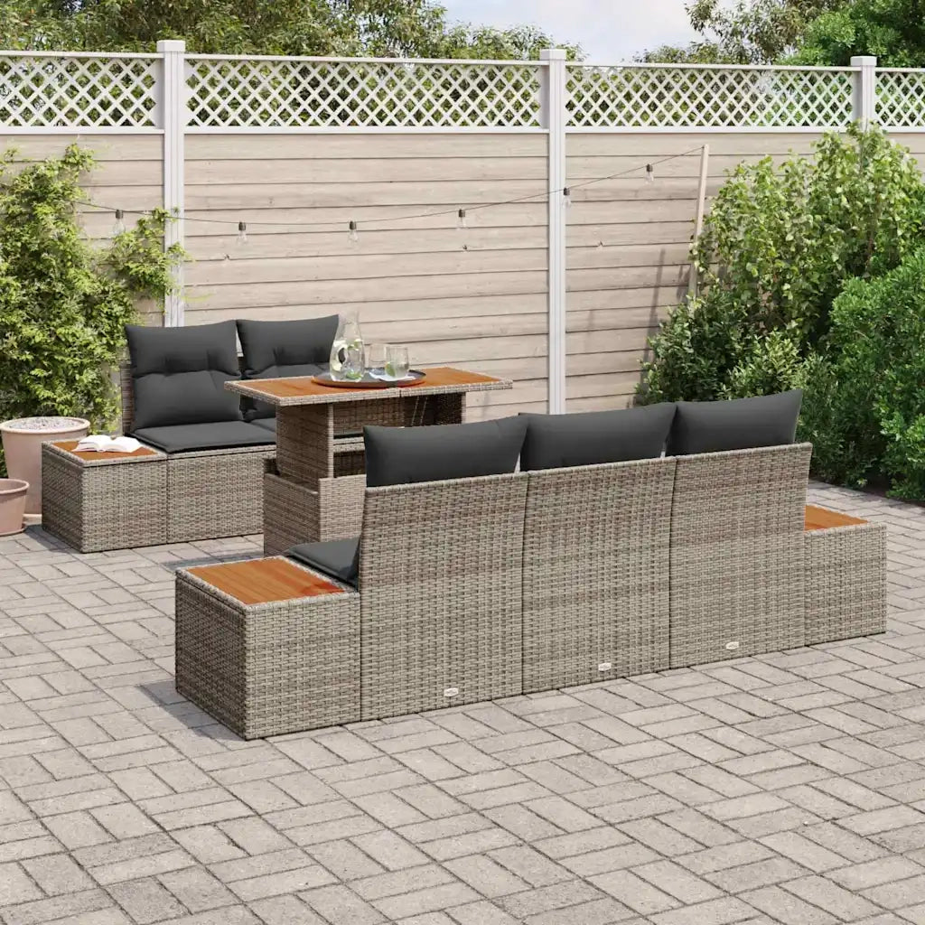 Set Divano da Giardino 6 pcs Grigio Poly Rattan 3358763