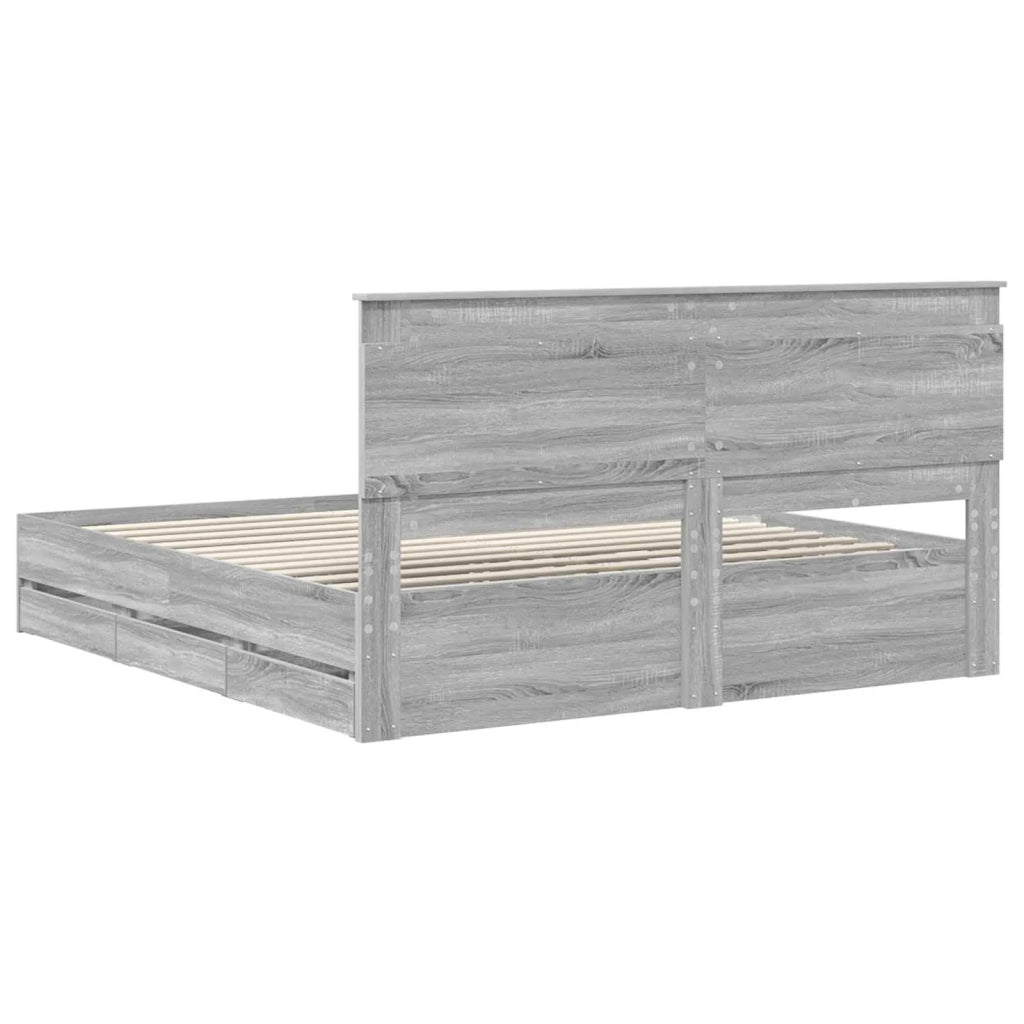 Struttura del letto con cassetto Grigio Sonoma 200 x 200 cm 3410156