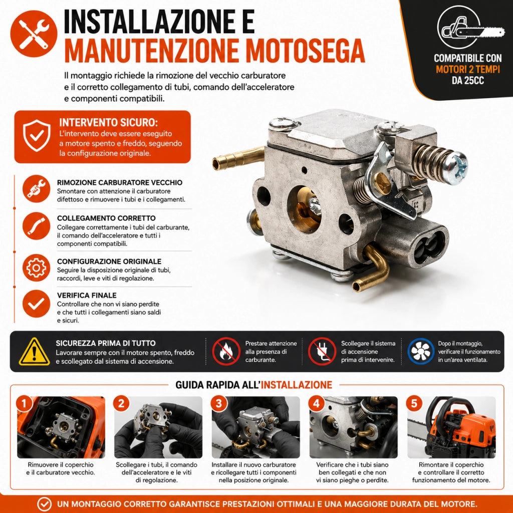 Carburatore Motosega 25CC 2 Tempi Compatibile MC14A6-13 OXF
