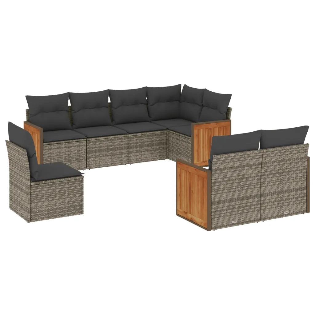 Set Divano da Giardino 8 pz con Cuscini Grigio in Polyrattancod mxl 113566