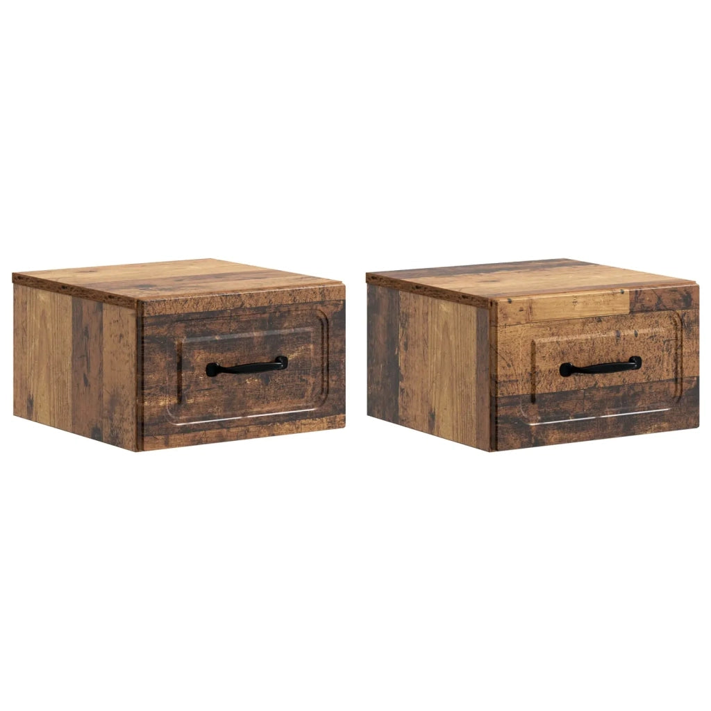 Mobiletto da notte a muro 2 pcs Legno antico 34,5 x 33 x 20 cm 899292