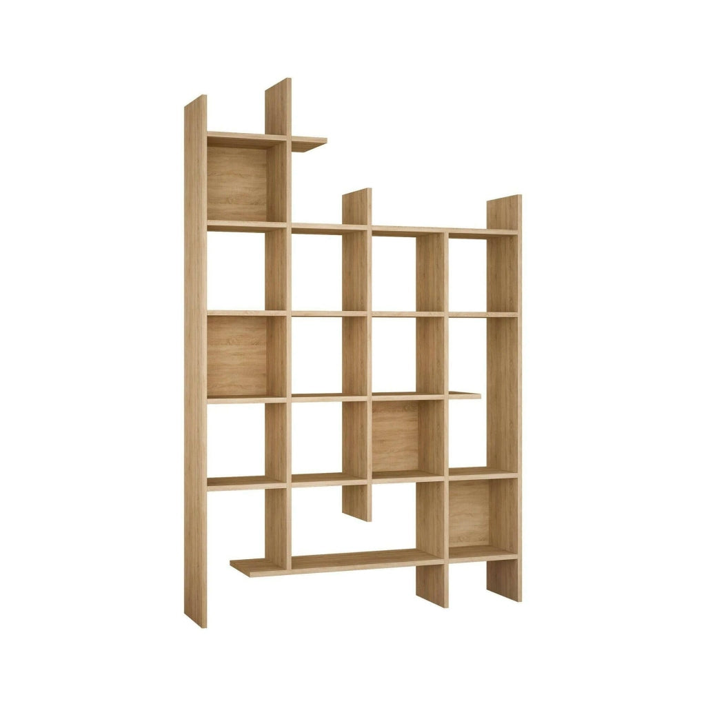 Libreria Achela, Scaffale da ufficio, Mobile portalibri, Biblioteca, 122x26h188 cm, Quercia