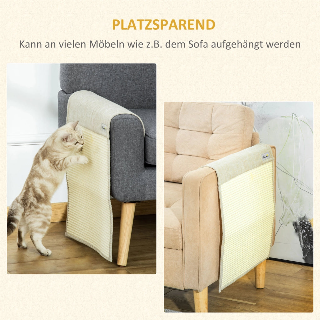 Tappeto graffiato per gatti ¨C zephmum ¨C Sisal beige e grigio 130x45 cm