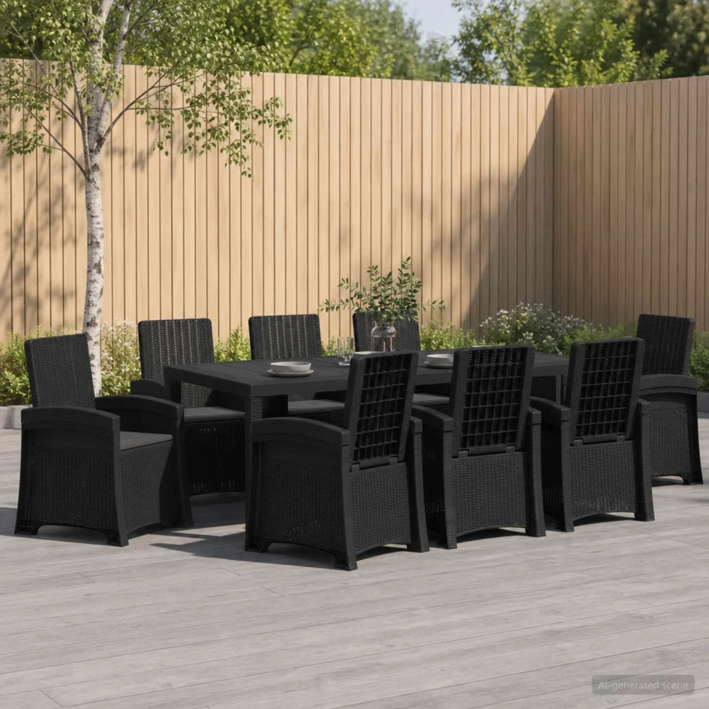 Set da Pranzo per Giardino 9 pz Antracite PP 3430152