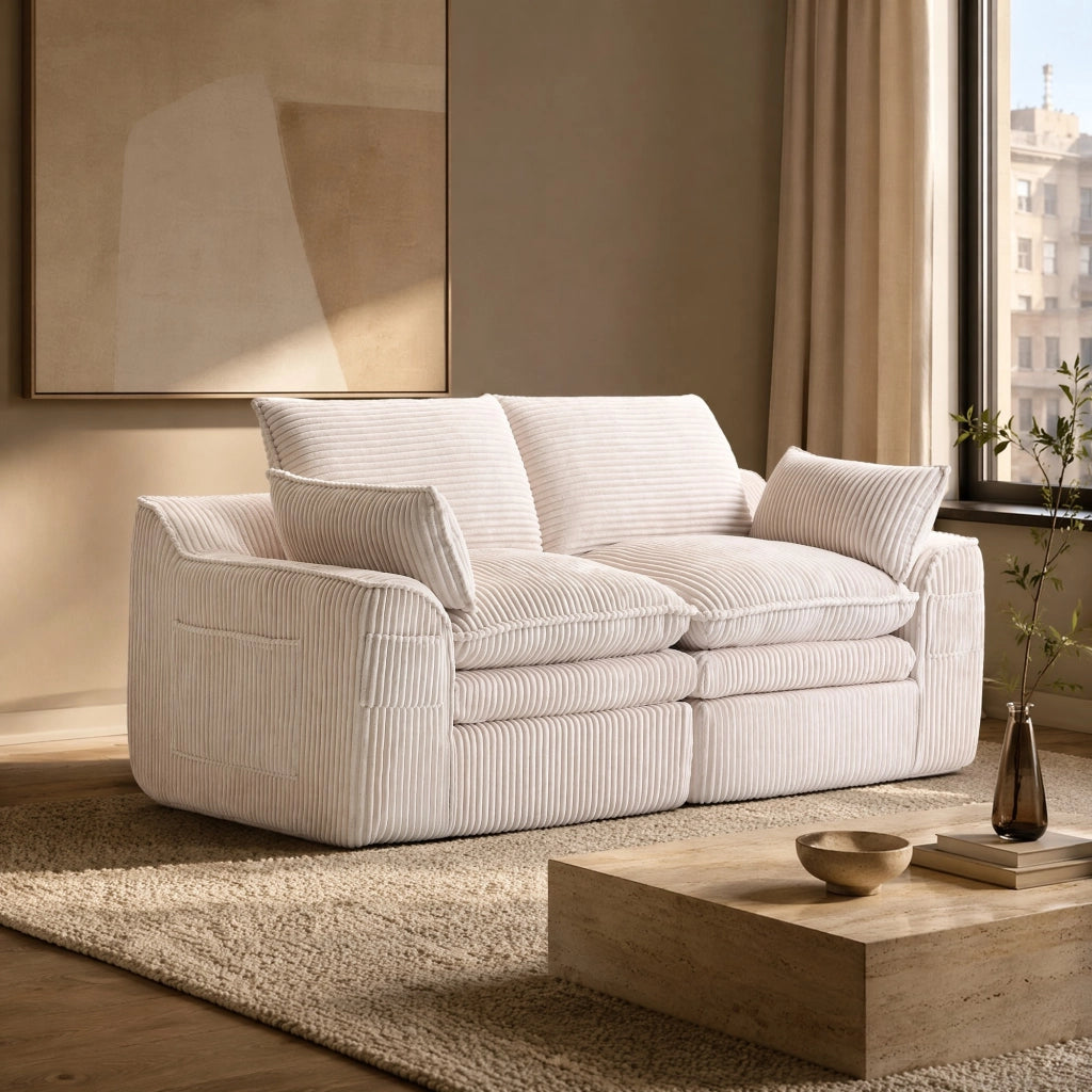 DIVANO 2 posti 191x94x85 cm in corduroy beige