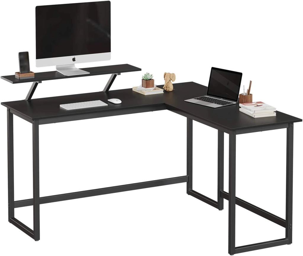 VASAGLE Scrivania per computer, stazione di lavoro a forma di L, scrivania angolare industriale con supporto per monitor, per casa, ufficio, studio, scrittura e gioco, salvaspazio, facile da montare,