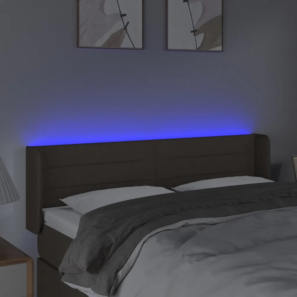 Testiera a LED Tortora 147x16x78/88 cm in Tessuto