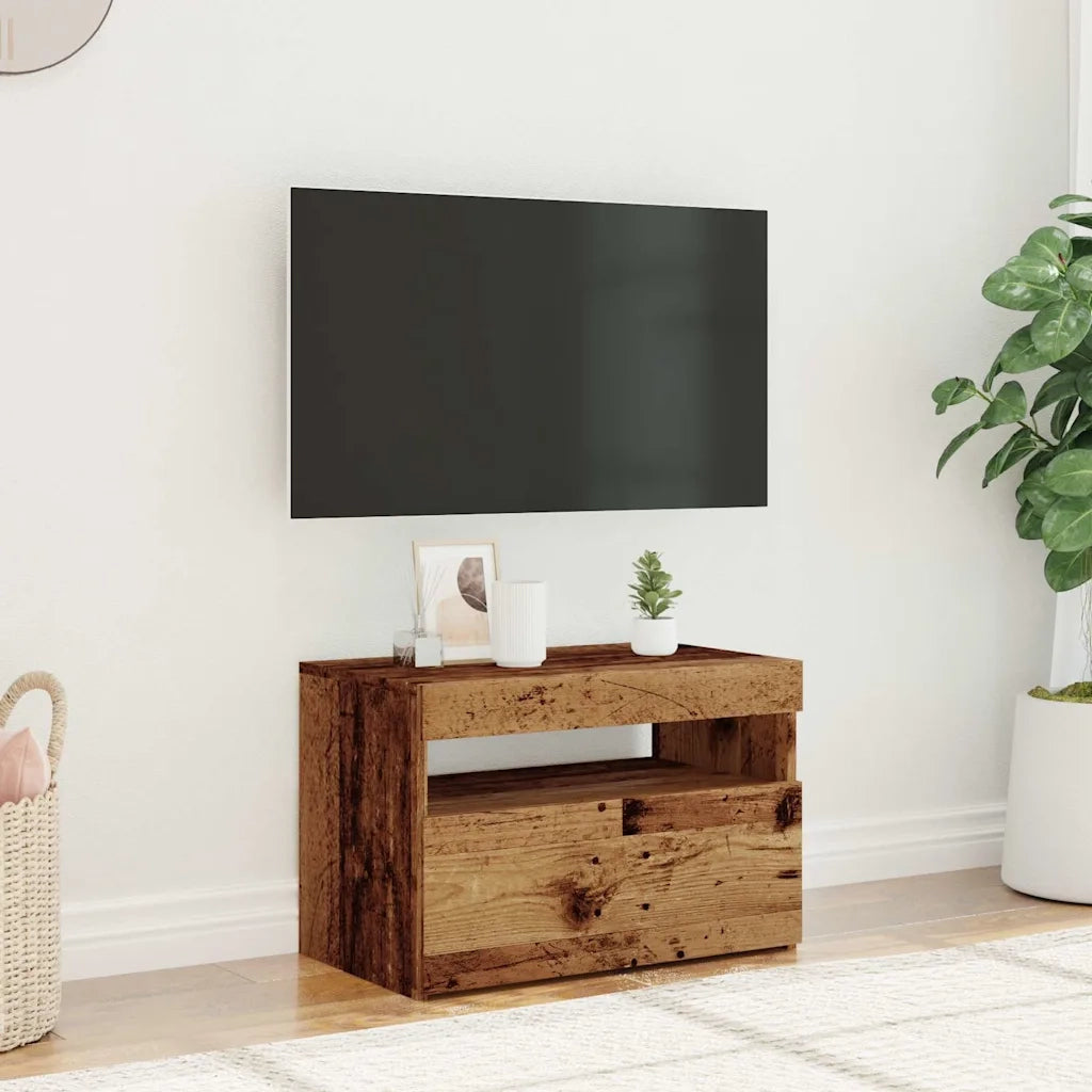 Mobile Porta TV con LED Legno Antico 60x35x40 cm Multistrato