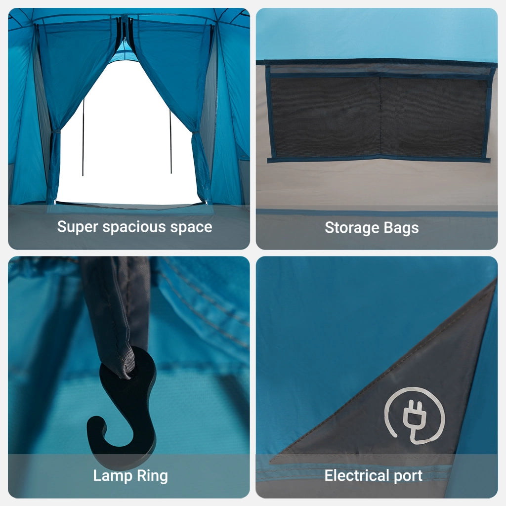 Tenda per Famiglia  con Finestre a Cupola Blu per 4 Persone Impermeabile