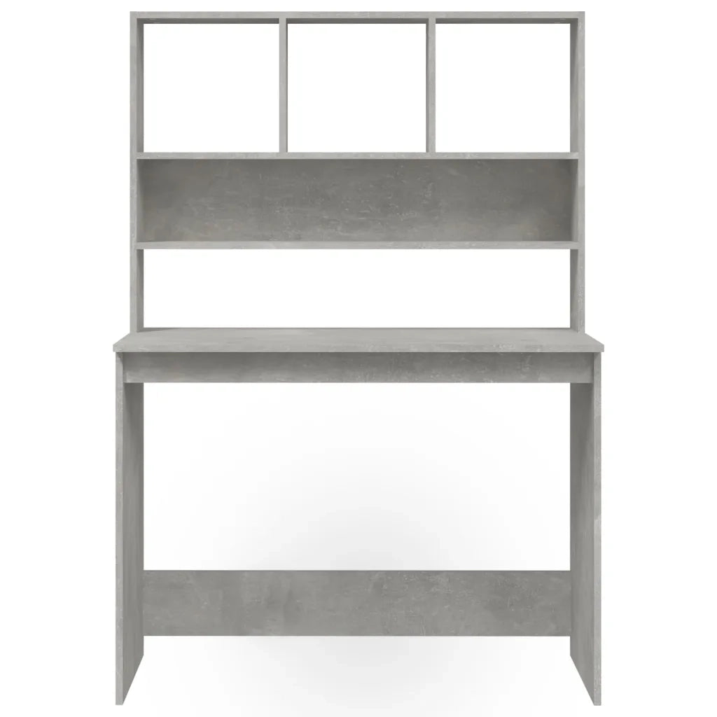 Scrivania | Tavolo da Ufficio Mensole Grigio Cemento 102x45x148cm Legno Multistrato