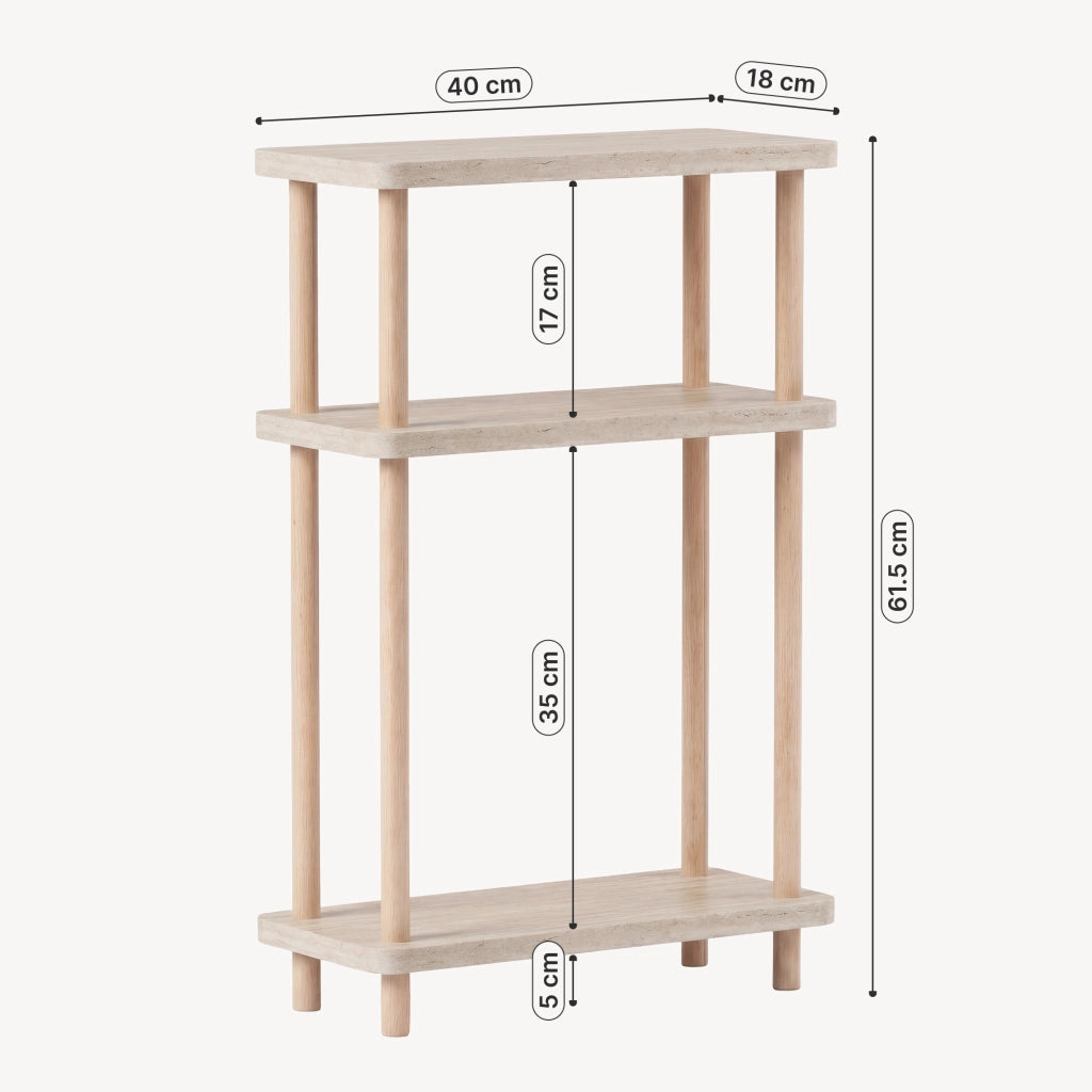Scaffale da Terra Multiuso Nampernu a 3 Piani 62 x 40 x 18 cm - Color Travertino [en.casa]