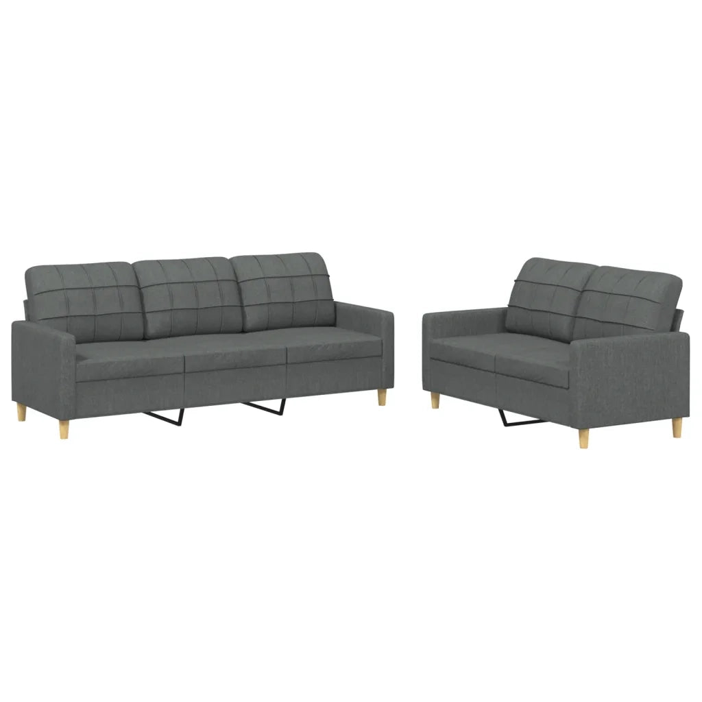 Set di Divani 2 pz con Cuscini Grigio Scuro in Tessutocod mxl 83108