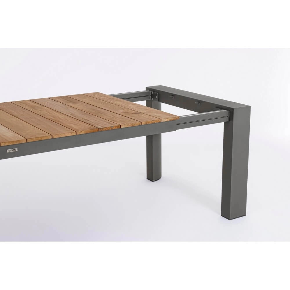 Tavolo da Giardino Allungabile in Alluminio e Teak 228/294x100 cm - CAMERON