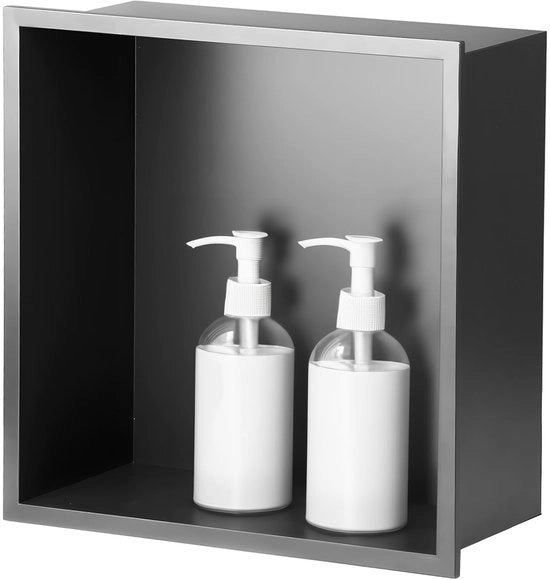 Doucheggiunto a muro, doucheggiunto in acciaio inossidabile, spazio di stoccaggio a muro singolo, dimensioni doucheggiunto 30 * 30 * 10CM, colore grigio
