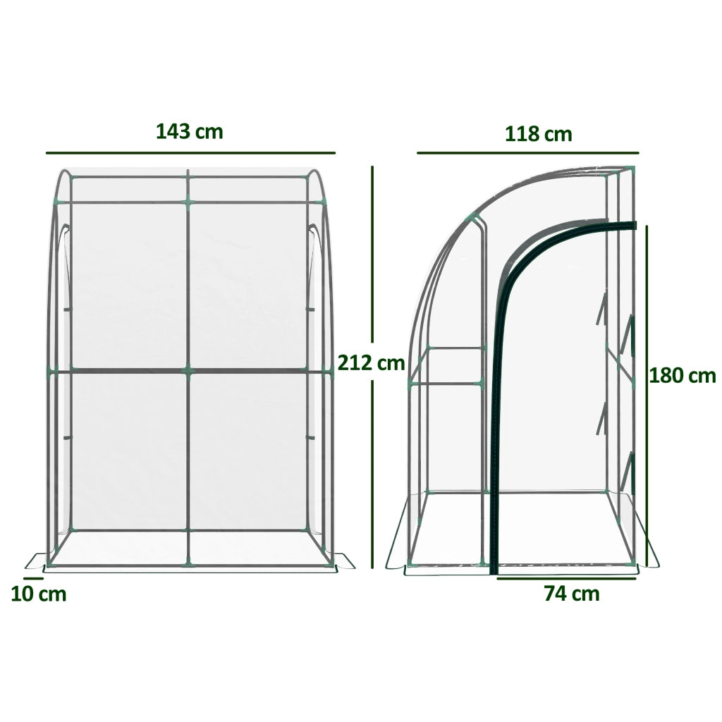Serra da giardino adossata 2 porte ¨C zephmum ¨C PVC trasparente acciaio