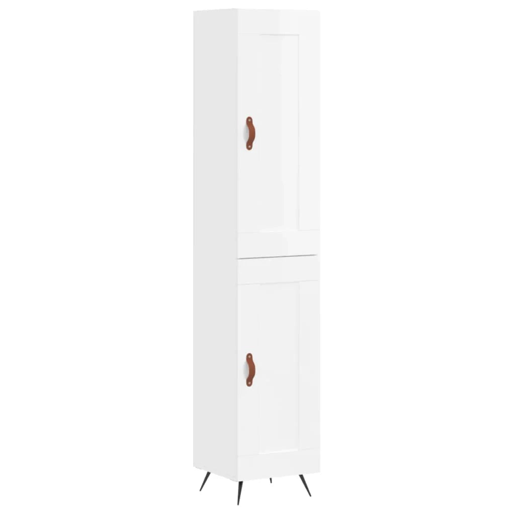 Buffet credenza cassettiera mobiletto mobile contenitore organizer cucina soggiorno lucido 34,5 x 34 x 180 cm legno ingegnerizzato bianco 02_0032929
