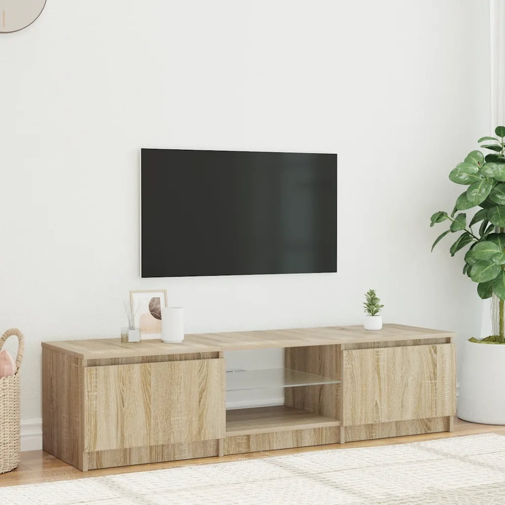Mobile Porta TV con Luci LED Rovere Fumo 140x40x35,5 cm cod mxl 9219