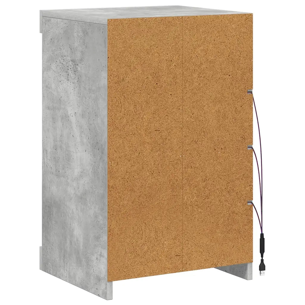 Credenza | Madia | Buffet da pranzo | Armadio da pranzo con Luci LED Grigio Cemento 41x37x67 cm