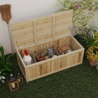 Panca Contenitore da Giardino da 172L in Legno di Abete, 120x55x45cm, Colore Legno