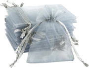 Zaketti di Organza Argento Grigio per Gioielli e Regali - Pacchetto da 120 pezzi, 7 x 9 cm