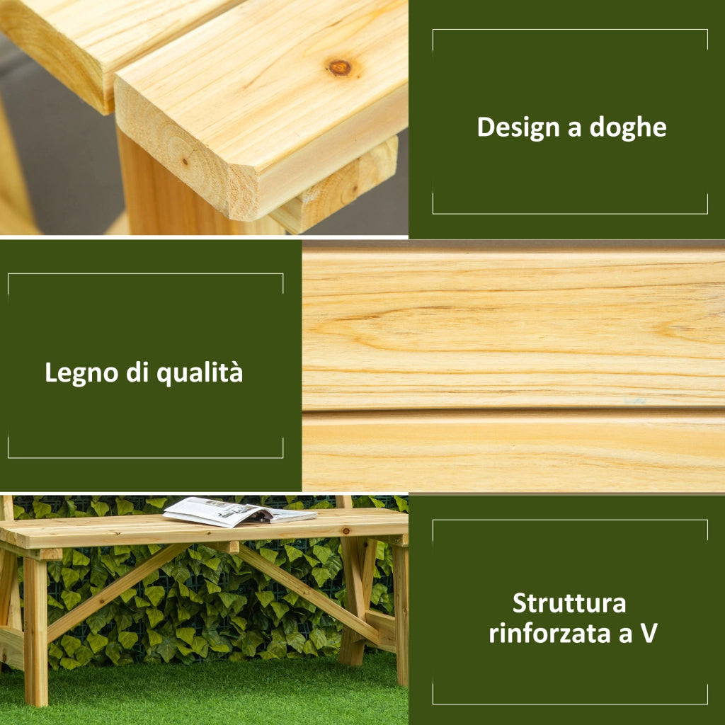 Panchina da Giardino 2 Posti in Legno ¨C zephmum ¨C Naturale 116x56x80