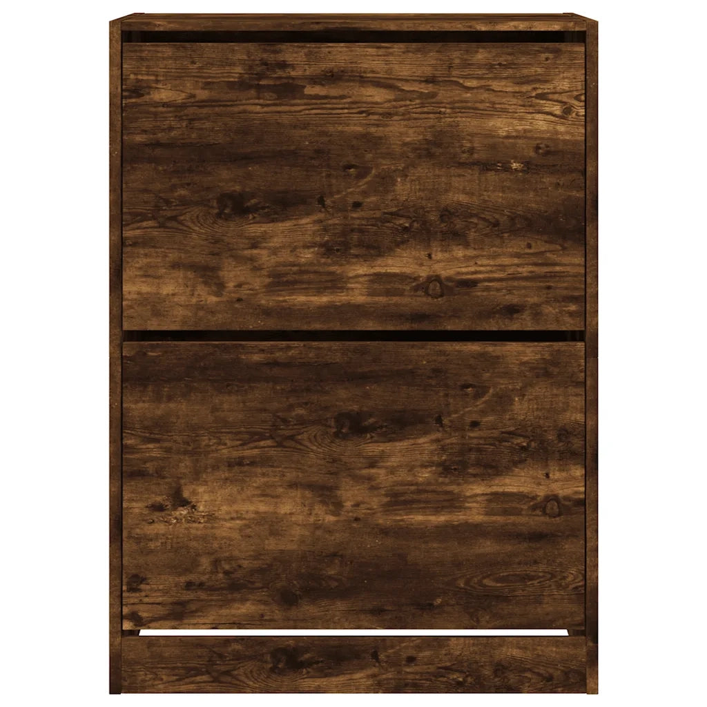 Scarpiera con 2 Cassetti Ribaltabili Rovere Fumo 80x42x108 cm 3214403
