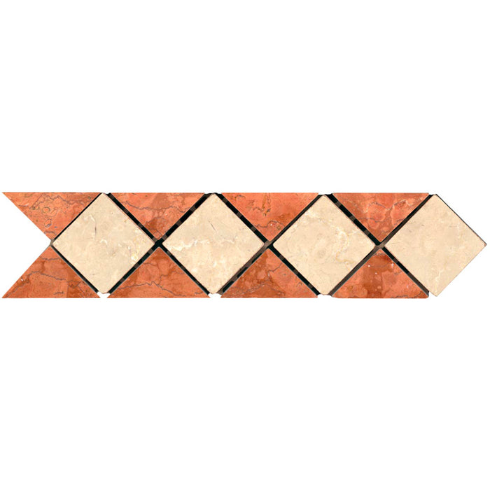 GRECA 7X28 ANTICHI CRISTALLI  BOTTICINO-ROSSO Rosso-botticino