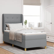 Letto a Box Spring  con Materasso - Grigio Chiaro, 90x200 cm, Tessuto