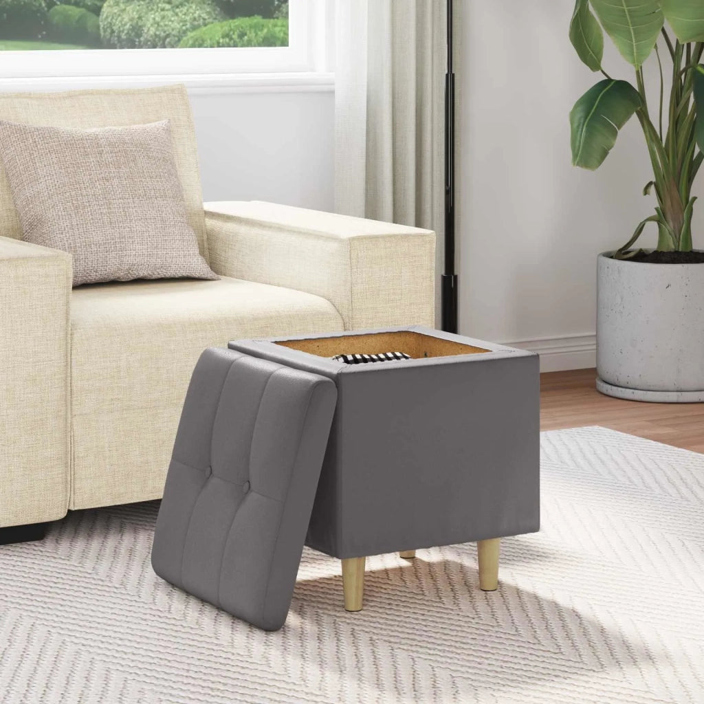 Pouf contenitore Grigio 40 x 40 x 45 cm Pelle sintetica 876815