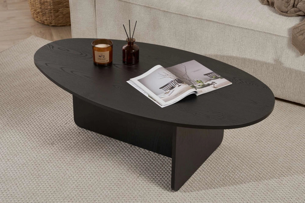 Parona, Tavolino da Salotto Forma Ovale, 120x65x40h cm Nero