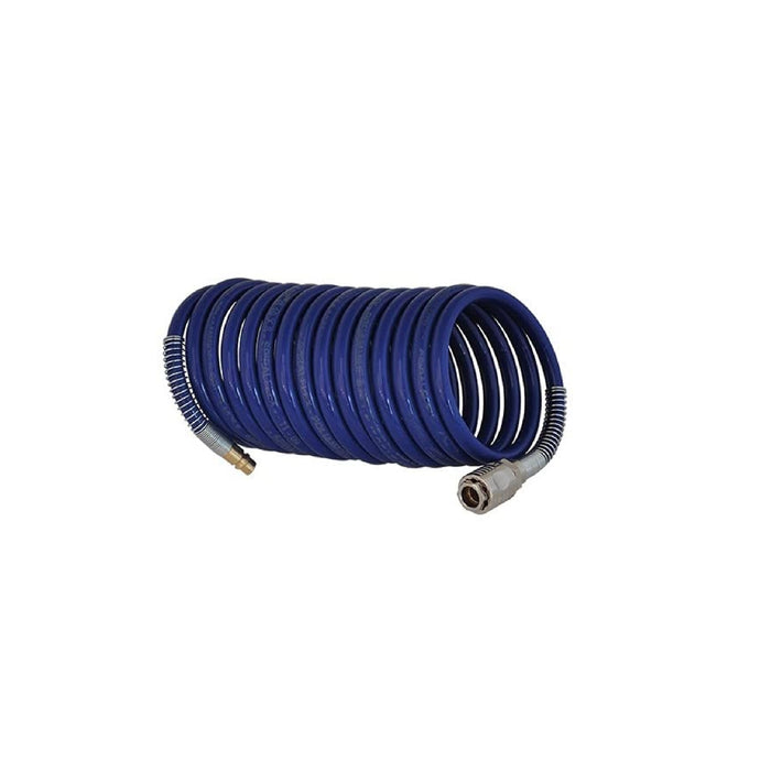Tubo a spirale in nylon blu raccordato per aria compressa rubinetto universale innesto 5 m/8 x 6